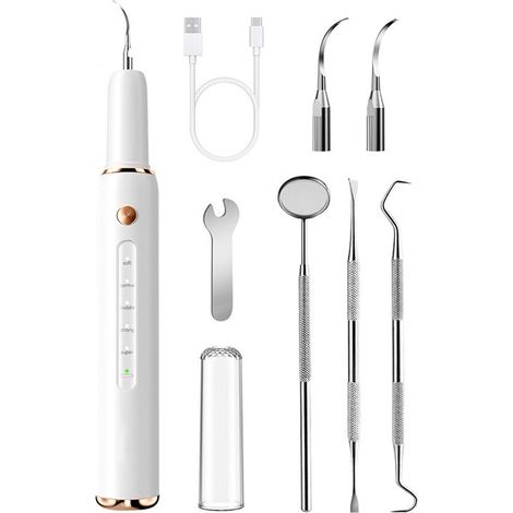 Fil dentaire sonique pour nettoyer les dents, éliminer le tartre et la plaque dentaire, et pour hydropulseurs buccaux. Blanc (1/5)