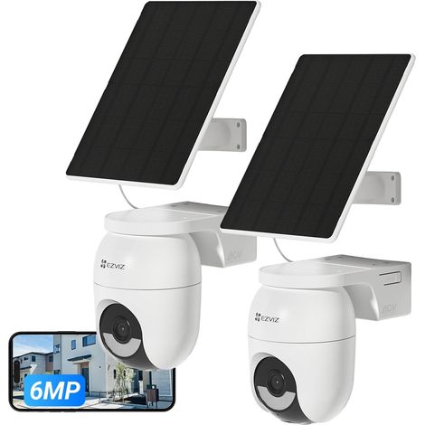 3K+(6MP) 2PK Caméra Extérieure sans Fil CB8 Lite+5W Panneau Solaire Mode AOV (Enregistrement 24h/24), Détection de Personnes/Véhicules, Vision Nocturne Couleur, Défense Active (1/5)