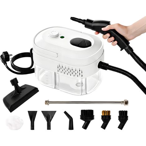 Nettoyeur Vapeur Portable 2500 W, 1400 Ml Haute Pression Avec Têtes de Brosse - Multifonction Pour Meubles de Cuisine, Salle de Bain, Voiture (Blanc) (1/5)