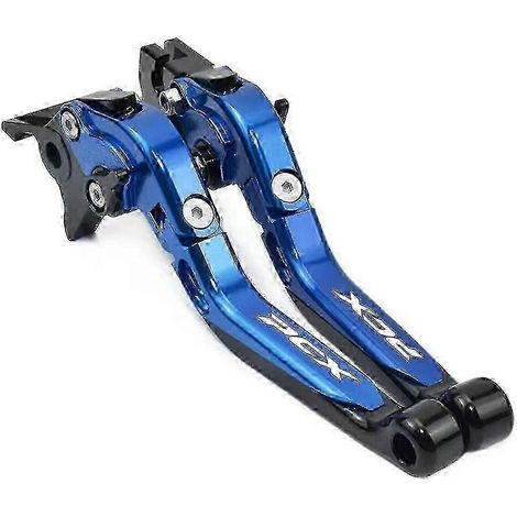 Accessoires motos spécifiques pour Honda PCX125, PCX150, PCX160 : leviers de frein et d'embrayage réglables, pliables et extensibles (bleu et noir). (1/5)
