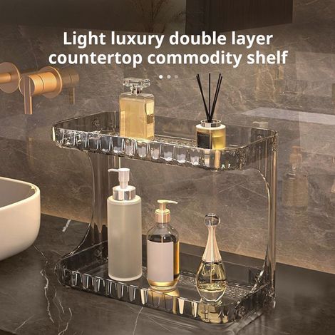 Rack De Rangement Double Niveau - Support Pour Parfums Et Produits De Toilette - Plastique - 33 X 16,5 X 25 Cm - 1 Pièce (1/5)