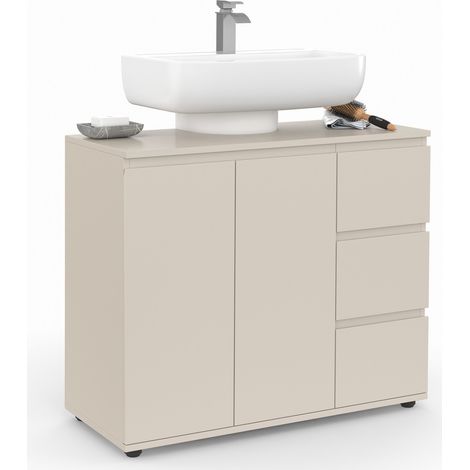 Mobiletto da bagno TOMI con armadietto e 3 cassetti beige (1/5)