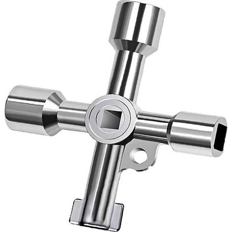 Chiave multifunzione 4 in 1 per radiatori e quadri elettrici – lega di zinco, finitura argento, chiave per tubi di scarico inclusa