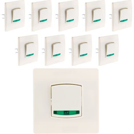 Lot de 10 va & vient voyant borne-auto vis+griffes Blanc - Diwone