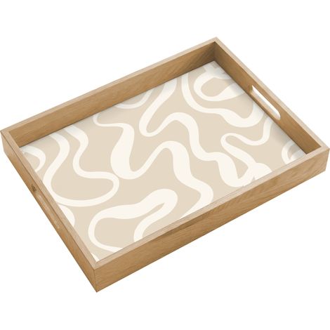 BANDEJA Líneas - Abstracto - Beige - Blanco - Minimalista 40x30 cm