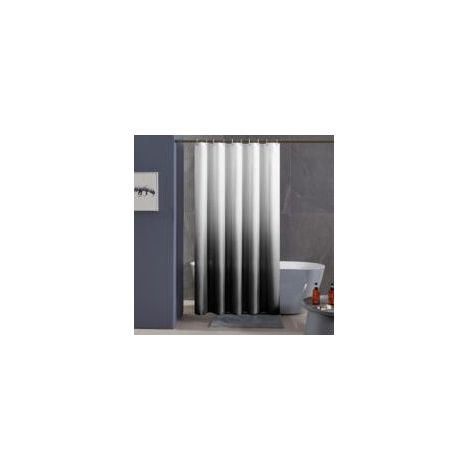 180 x 200 cm Anti-Schimmel-Duschvorhang, schwarzer Farbverlauf, maschinenwaschbar, kleiner wasserdichter Badezimmervorhang aus Polyester mit 10 Duschvorhangringen (1/5)
