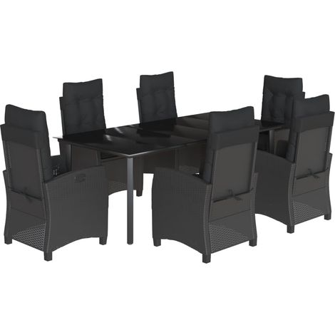 Maison Exclusive - 7-tlg. Garten-Essgruppe mit Kissen Schwarz Pol