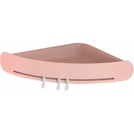 Étagère de douche triangulaire de salle de bain support de rangement pour baignoire d'angle rose (1/4)