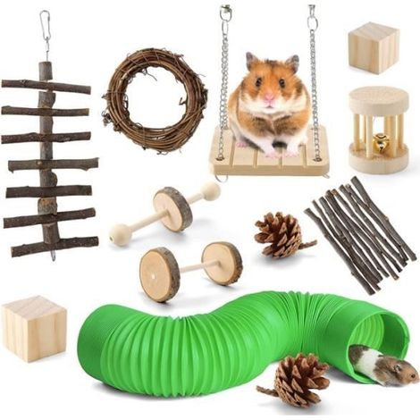 (12 pièces), jouet de hamster en bois naturel, petit animal d'intérieur lapin/hamster/écureuil/jouet de rongeur totoro (1/3)