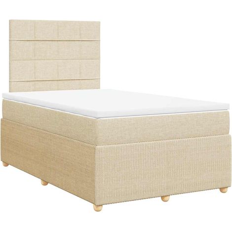 Maison Exclusive - Sommier à lattes de lit avec matelas crème 120x190 cm tissu (1/5)