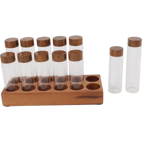 Pots de conservation pour grains de café avec support en noyer et couvercle en verre, contenant à café dose unique pour cuisine, 2 rangées 12 trous (1/5)