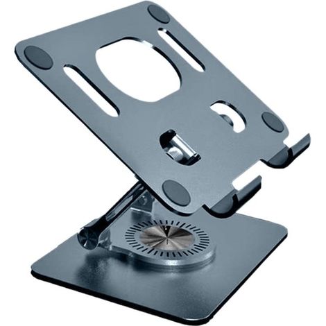 Supporto per laptop - Base regolabile - Postazione di lavoro ergonomica - Rotazione a 360 gradi - fino a 41 cm - Grigio (1/5)