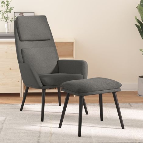 Chaise de relaxation avec tabouret Fauteuil relax - Gris clair Tissu BonneVie-90225 (1/5)