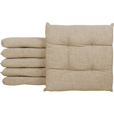 Set 4/6 Cuscini Sedia Con Lacci Cuscino 4 Punti Imbottiti Spessore 6 Cm Tortora - 6 Pezzi