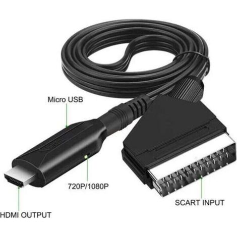 Convertisseur SCART vers HDMI, entrée SCART tout-en-un vers sortie HDMI, résolution HD 720p/1080p pour TVHD, moniteur, projecteur, PS3, Xbox, Blu-ray, DVD, Sky, décodeur (1/4)