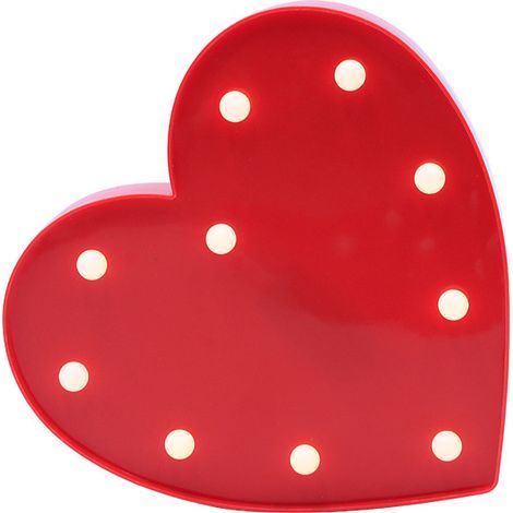 Niedliches, herzförmiges Deko-Nachtlicht, batteriebetrieben, für Wohn- oder Schlafzimmer, 16 cm, rot (1/5)