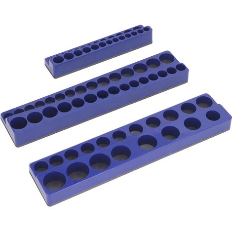 Ensemble 3 organisateurs de douilles magnétiques 1/2" 3/8" 1/4" support pour douilles métriques standard et longues (1/5)