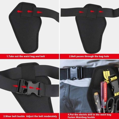 Ceinture Porte-outil - Ajustable 150 cm - Boucles Ouvertes - Pour Électriciens Mécaniciens Bricoleurs - 1 Pièce (1/4)