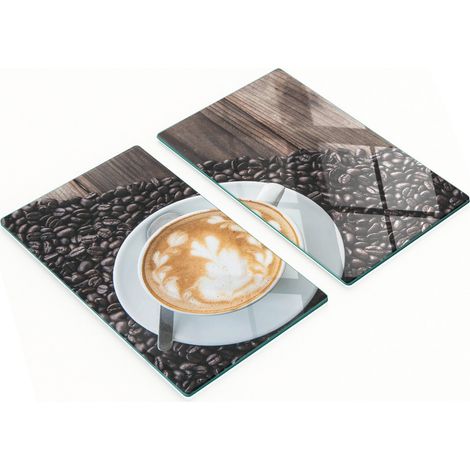 Taglieri da cucina in vetro con grafica a forma di tazza di caffè, 2x30x52 cm (1/5)