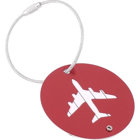 sourcing map Étiquette Bagage Porte Étiquette Valise Adresse Nom Étiquette Valise étiquette ID Sac à Dos Voyage ronde alliage aluminium rouge (1/4)