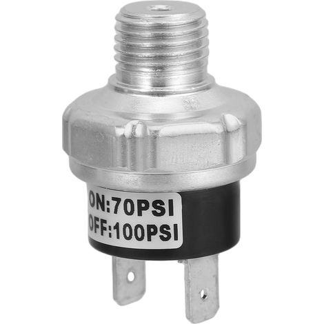 Pressostat 1/4 Métal Portable en Compact et Multifonction On Tpfe Détection de Pression, Réglage 70psi Off 100psi, Filetage pour Compresseurs D'air et Applications Industrielles (1/5)