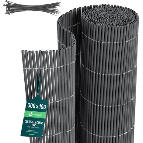 VOUNOT® Canniccio PVC Frangivista Recinzione 100x300 cm, Doppia Faccia Ultra Rinforzata con Fascette di Fissaggio, Antracite