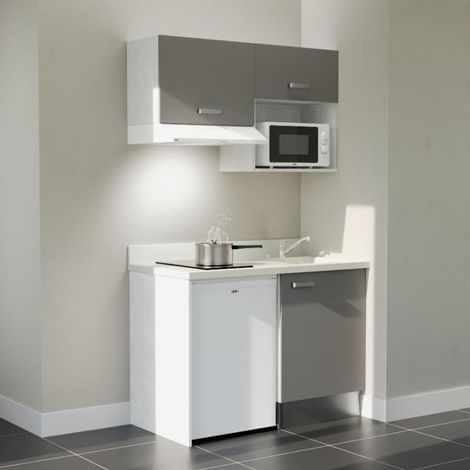 Kochnischen K02L - 120 cm - Grau - Snova - Spüle rechts + Haushaltsgeräte weiß (1/5)