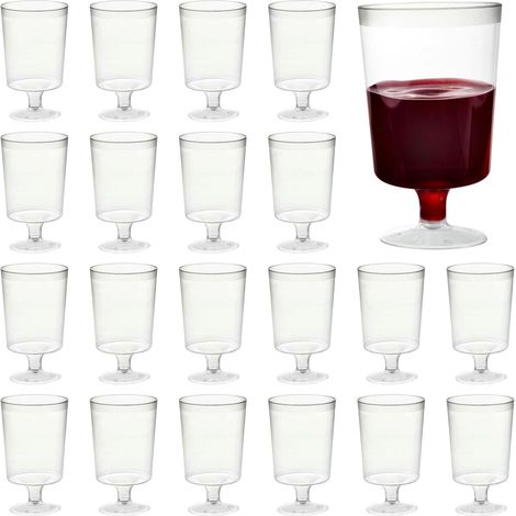 Verre à Vin - 50 Pièces - Plastique Transparent - 160ml - Réutilisable - Fêtes et Mariages (1/5)