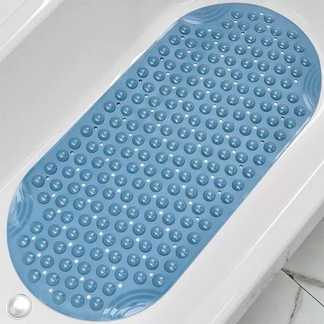 Tappetino da bagno compatibile con vasca da bagno 40 x 88 cm / 15,7 x 34,6 pollici, tappetino antiscivolo per doccia con fori di drenaggio e ventose, lavabile in lavatrice (colore: blu) (1/3)