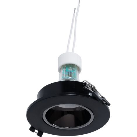 Kit Collerette spot encastrable Ø90mm (noir/gris) + Ampoule GU10 - Blanc Froid