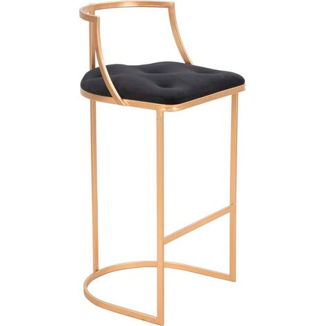 Tabouret de Bar en Velours "Istanbul" 90cm Noir & Or (1/5)