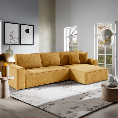 4-Sitzer-Wende-Ecksofa mit Truhe Isaac aus Cord Gelb (1/5)