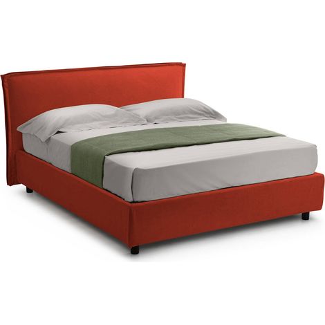 Letto Matrimoniale Bruzolo, Materasso Incluso, Sfoderabile Made in Italy, Arancione (1/5)