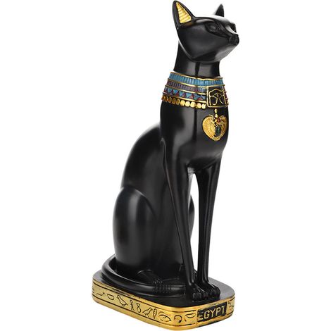Statuette égyptienne en résine, chat décoratif pour maison, ornement de bureau, figurine artisanale, cadeau déco intérieur, pièce de collection. (1/5)