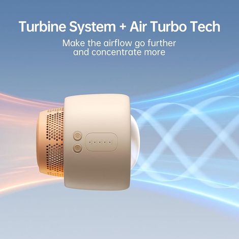 Großer Kinderwagenventilator, klingenlos für Babybetten, tragbar und wiederaufladbar für Büro und Autositzkühlung mit Luftreinigung und Turbo-Lufttechnologie. (1/5)