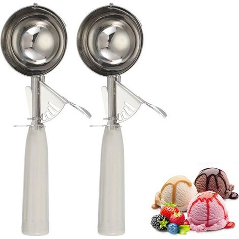 Palette per gelato/cucchiai per gelato - 2 palette per gelato in acciaio inox - palette per frutta e verdura - utensili da cucina - bianco - 23x8cm (1/5)