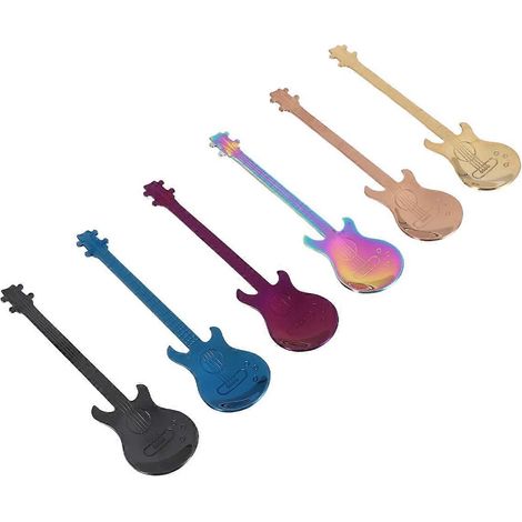 Cuillères à café en forme de guitare, lot de 6, jolies cuillères en acier inoxydable (1/5)