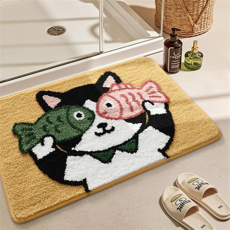 CCYKXATapis de Bain Antidérapant,Tapis de Salle de Bain d'animaux Mignons, Tapis Salle de Bain Absorbant en Microfibre Douc Absorbant l'eau, Chatte,50x80cm (1/5)