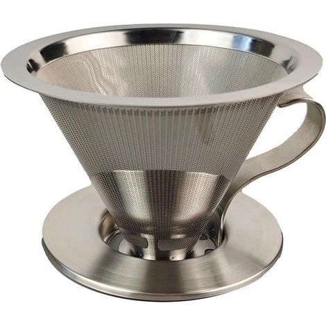 Filtre à café réutilisable en maille 300, 304 pour goutteur en acier inoxydable avec poignée moulue et feuilles de thé, passe au lave-vaisselle (1/5)