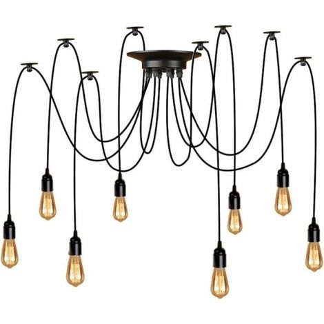 Petite suspension araignée 8 têtes, guirlande lumineuse exclusive de 3 mètres, lampe multi-têtes pour salon, bureau. (1/5)