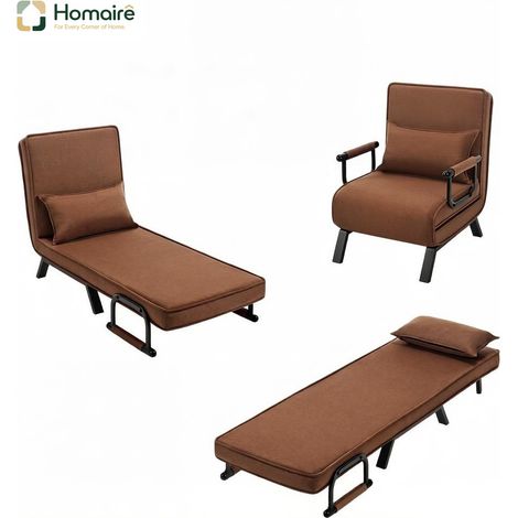 Braunes Metallschlafsofa mit Armlehnen 65 x 75 x 78 cm HOMAIRE (1/5)