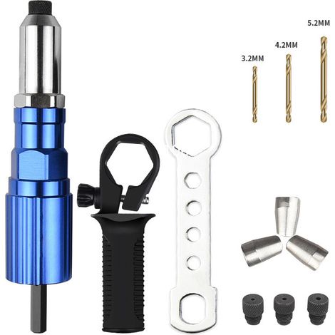 Pistolet à Riveter sans Fil - 3 Embouts Torsadés, 4,8x150 mm, pour Rivets - Outil Électrique (1/5)