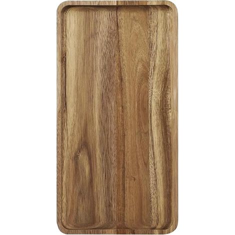 Plateau de service en bois d'acacia – Planche à charcuterie en bois – Plateau rectangulaire en bois pour servir des aliments, des fruits et du fromage – Plateau à dessert en bois de 35 x 18 cm (1) (1/5)