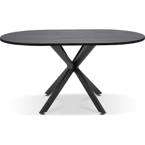 Marui Big - Tavolo da pranzo ovale in legno e metallo con piede centrale Kiso 180x100 cm - legno nero