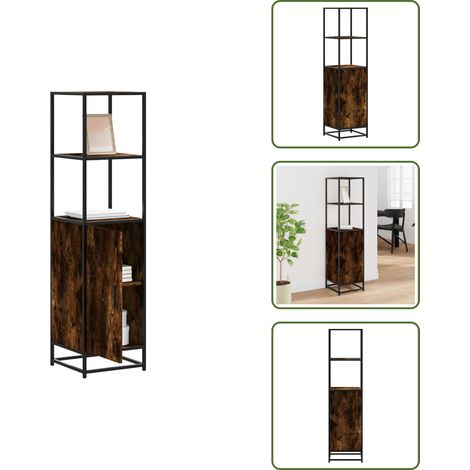 vidaXL Buffet haut chêne fumé 35,5x35x139 cm bois d'ingénierie métal (1/5)