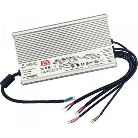 MW MEAN WELL HLG-600H-24B Alimentatore Led Driver CV CC IP67 Dimmerabile 600W 24V 25A Input 220V e 110V