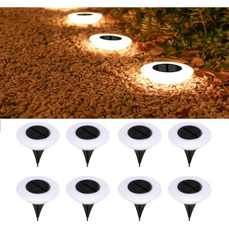 Solar-Gartenleuchten, Set mit 8 wasserdichten 14-LED-Solar-Gartenleuchten für Einfahrt, Rasen, Terrasse, Balkon (warmweiß)