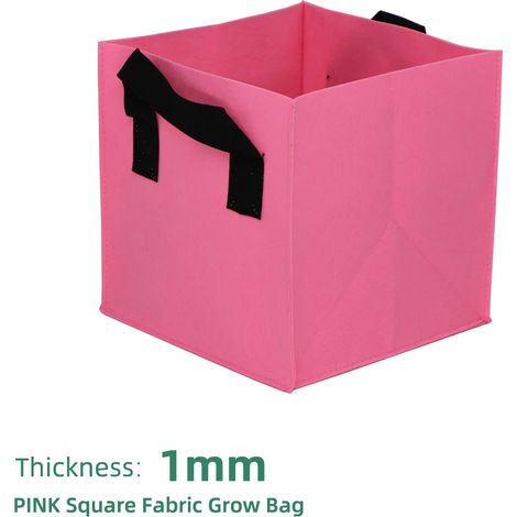 (Rose - Lot de 2, 20 x 20 x 20 cm) Lot de 2 sacs de culture carrés en tissu avec poignées pour plantes d'extérieur, légumes, fleurs, pots de pépinière. (1/4)