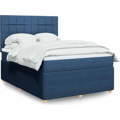 Boxspringbett mit Matratze Blau 140x200 cm Stoff