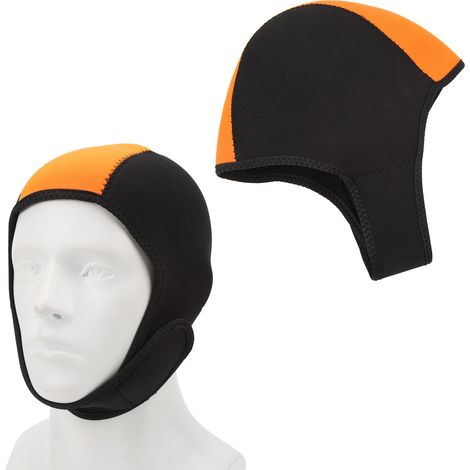 Thermische Sturmhaube für Neoprenanzüge, UV-Sonnenschutz, schnelltrocknend, für Damen und Herren, schwarz und orange. (1/4)